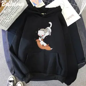 Siyah TGCF Tilki ve Gelincik Hoodies Tian Guan Ci Fu Kawaii baskılı Harajuku Est