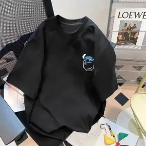 Siyah Trendy Yaz Beş Kollu Üst Mor Çiçek Baskı Basit Çok Yönlü Bisiklet Yaka Üst Mor Çiçek G