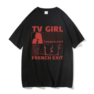 Siyah TV Tshirt Unisex Fransız Çıkış Albümü Hediye Indie Müzik Fan Tee Severler Rock Ba