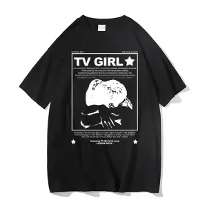Siyah TV Tshirt Unisex Fransız Çıkış Albümü Hediye Indie Müzik Fan Tee Severler Rock Ba