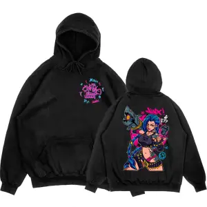 Siyah Unisex Arcane Jinx Boom Maymun Kapüşonlular video oyunu