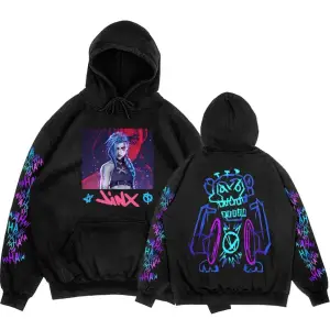 Siyah Unisex Arcane Jinx Boom Maymun Kapüşonlular video oyunu