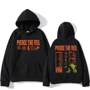 Siyah Unisex Streetweed Pierce The Veil Rock Grubu Kapüşonlular Seni Duyamıyorum Dünya Turu