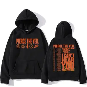 Siyah Unisex Streetweed Pierce The Veil Rock Grubu Kapüşonlular Seni Duyamıyorum Dünya Turu