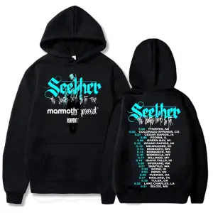 Siyah Unisex Streetweed Seether The Surface Seems So Far Albümü Kapüşonlularek Grafi