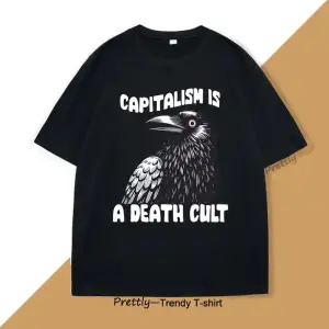 Siyah Vintage Kapitalizm Bir Ölüm Kült Grafik lar için Kısa