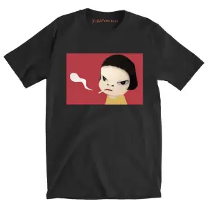 Siyah Yoshitomo Nara Gitar Yaz T Yeni Tees an Ücre