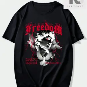 Siyah Yuvarlak Yaka Yazılı Baskılı Oversize Erkek Örme Tişört