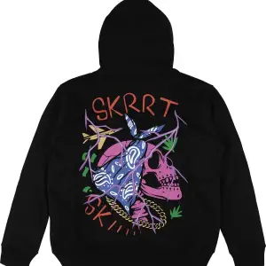 Skrrt Siyah Oversize Unisex Kapüşonlu Sweatshirt Hoodie