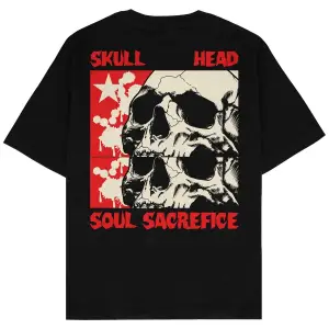 Skull Head Siyah Oversize Unisex T-shirt