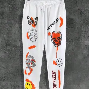 Skull  Letter Graphic Drawstring Waist Eşofman Altı