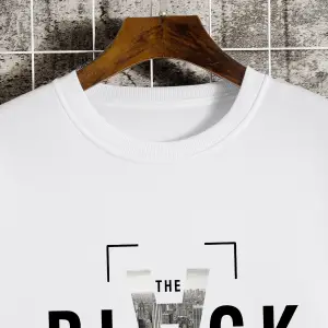 Slogan & Building Print Pullover Beyaz