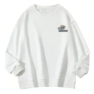 Slogan & Cartoon Graphic Drop Shoulder Sweatshirt Beyaz