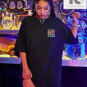 Slogan Grafikli Düşük Omuz Oversize Tişört