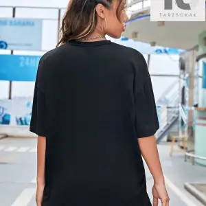 Slogan Grafikli Düşük Omuzlu Tişört