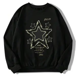 Slogan Grafikli Düşük Sweat Siyah