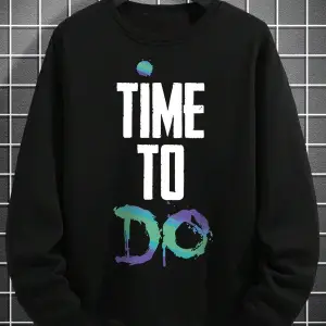 Slogan Graphic Drop Shoulder Sweatshirt Siyah