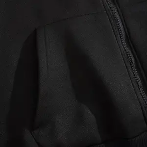 Slogan Graphic Zip Up Drawstring Lined Hoodie Siyah