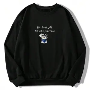 Slogan ve Karikatür Grafikli Düşük Omuz Oversize Sweat Beyaz