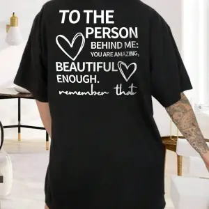 Sloganlı Grafik Düşük Omuz Tişört