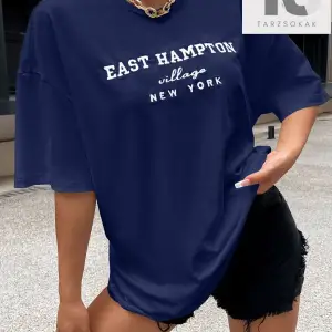 Sloganlı Grafik Düşük Omuz Tişört