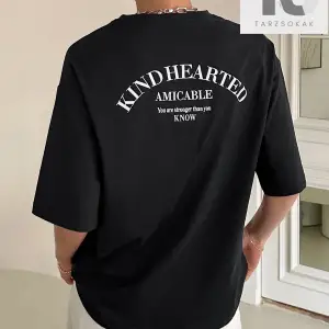 Sloganlı Grafik Düşük Omuz Tişört