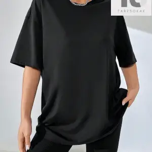 Sloganlı Grafik Düşük Omuz Tişört