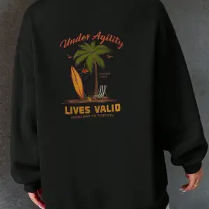 Sloganlı ve Tropikal Baskılı Düşük Sweat Gri