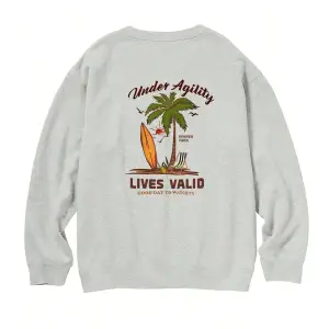 Sloganlı ve Tropikal Baskılı Düşük Sweat Gri