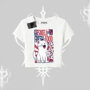 Smell of Fresh Food Kedi Baskılı Babby Tee Tshirt