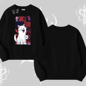 Smell of Fresh Food Kedi Baskılı Biskilet Sweatshirt