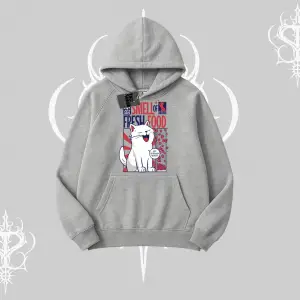 Smell of Fresh Food Kedi Baskılı Kapşonlu Sweatshirt