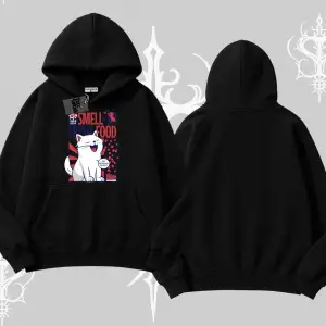Smell of Fresh Food Kedi Baskılı Kapşonlu Sweatshirt
