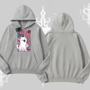 Smell of Fresh Food Kedi Baskılı Kapşonlu Sweatshirt