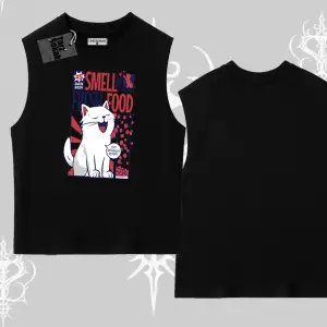 Smell of Fresh Food Kedi Baskılı Kolsuz Tshirt