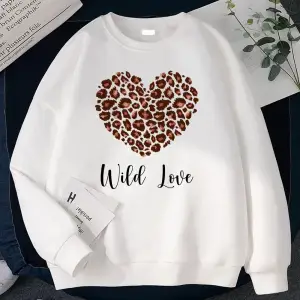 Sokak Kawaii Kadın Tişörtü Bu Görünüyor Vahşi Aşk Baskı Kapüşonlular Gevşek Bisiklet Yaka Kaz