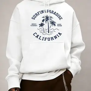 Sörf Cenneti Kaliforniya Baskılı Kapüşonlular Erkek Cep Yumuşak Giysiler Polar Gevşek Üstler
