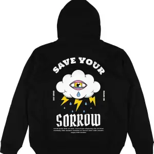 Sorrow Siyah Oversize Unisex Kapüşonlu Sweatshirt Hoodie