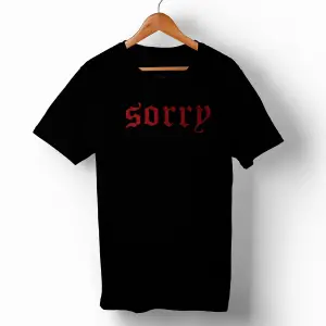 Sorry Baskılı Unisex Siyah T-shirt