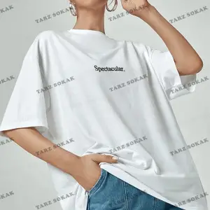 Spectacular Beyaz Oversize Salas Boyfriend Kadın