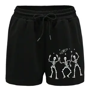 Spider Web & Heart Print Drawstring Waist Şort