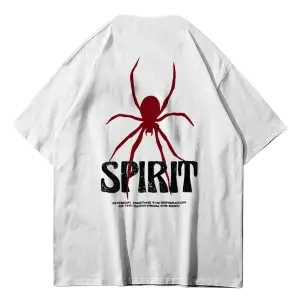 Spirit Örümcek Ön Arka Baskılı Pamuk Oversize Bisiklet Yaka