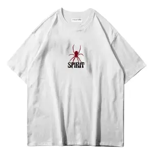 Spirit Örümcek Ön Arka Baskılı Pamuk Oversize Bisiklet Yaka