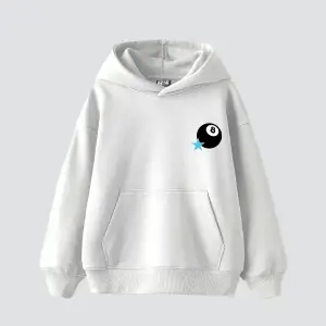 Star Eight Ball Baskılı Oversize Unisex Beyaz