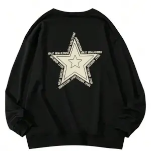 Star Pattern Drop Shoulder Oversized Pullover Siyah