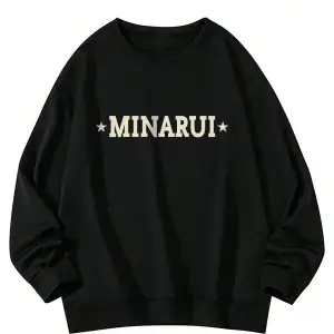 Star Pattern Drop Shoulder Oversized Pullover Siyah