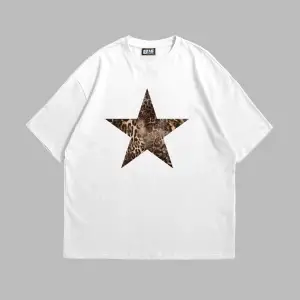 Starz Leopar Baskılı 24/1 Oversize Unisex Beyaz