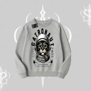 Stay Cool Kedi Baskılı Biskilet Sweatshirt