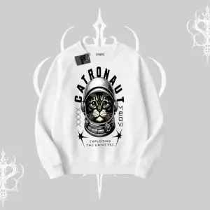 Stay Cool Kedi Baskılı Kapşonlu Sweatshirt