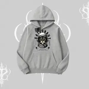 Stay Cool Kedi Baskılı Kapşonlu Sweatshirt